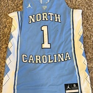 Jordan North Carolina Blue and White Basketball Jersey
